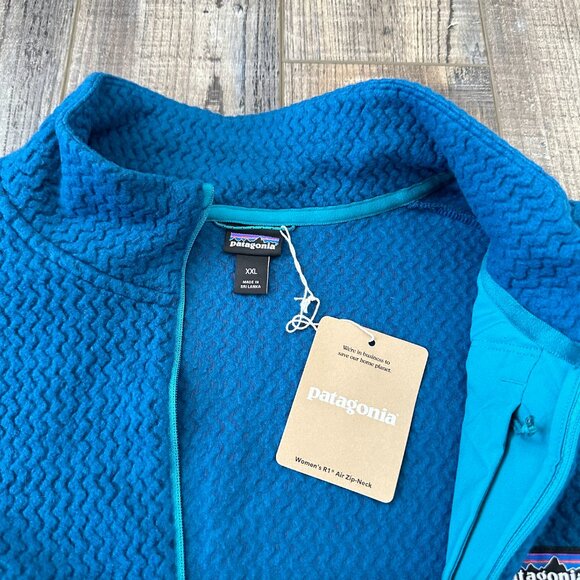 New Patagonia R1 Air 1/2 Zip Neck Womens 2XL Lagom Blue Pullover Fleece Pullover - Picture 8 of 9
